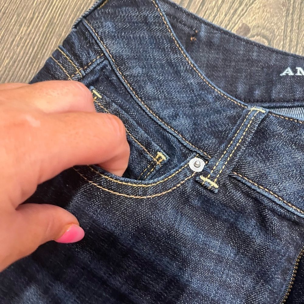 American Eagle Artist Crop Jeans Low Rise Pockets Stretch Denim Dark Wash Size 2 - Picture 5 of 12